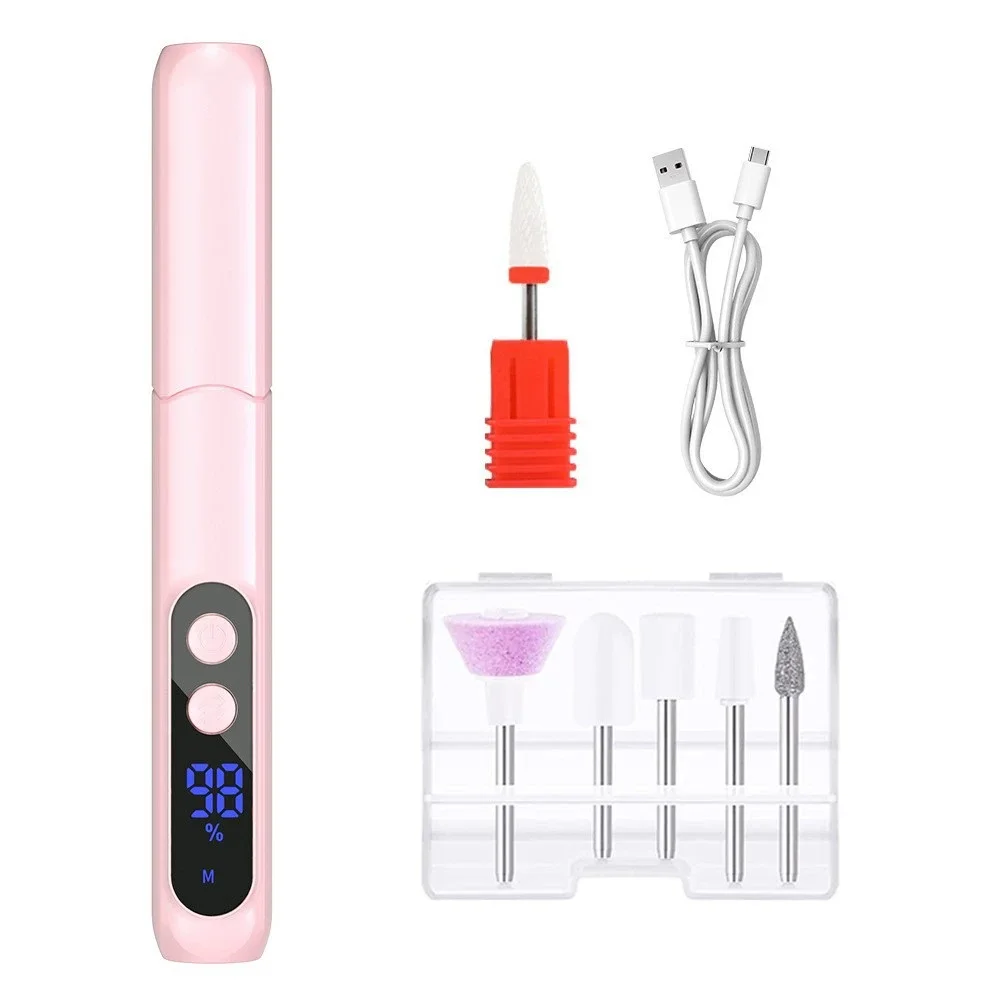 USB Rechargeable Cordless For Nail Drill Pen for Manicure with 20000RPM Motor 3 Adjustable Speeds LED Battery Display