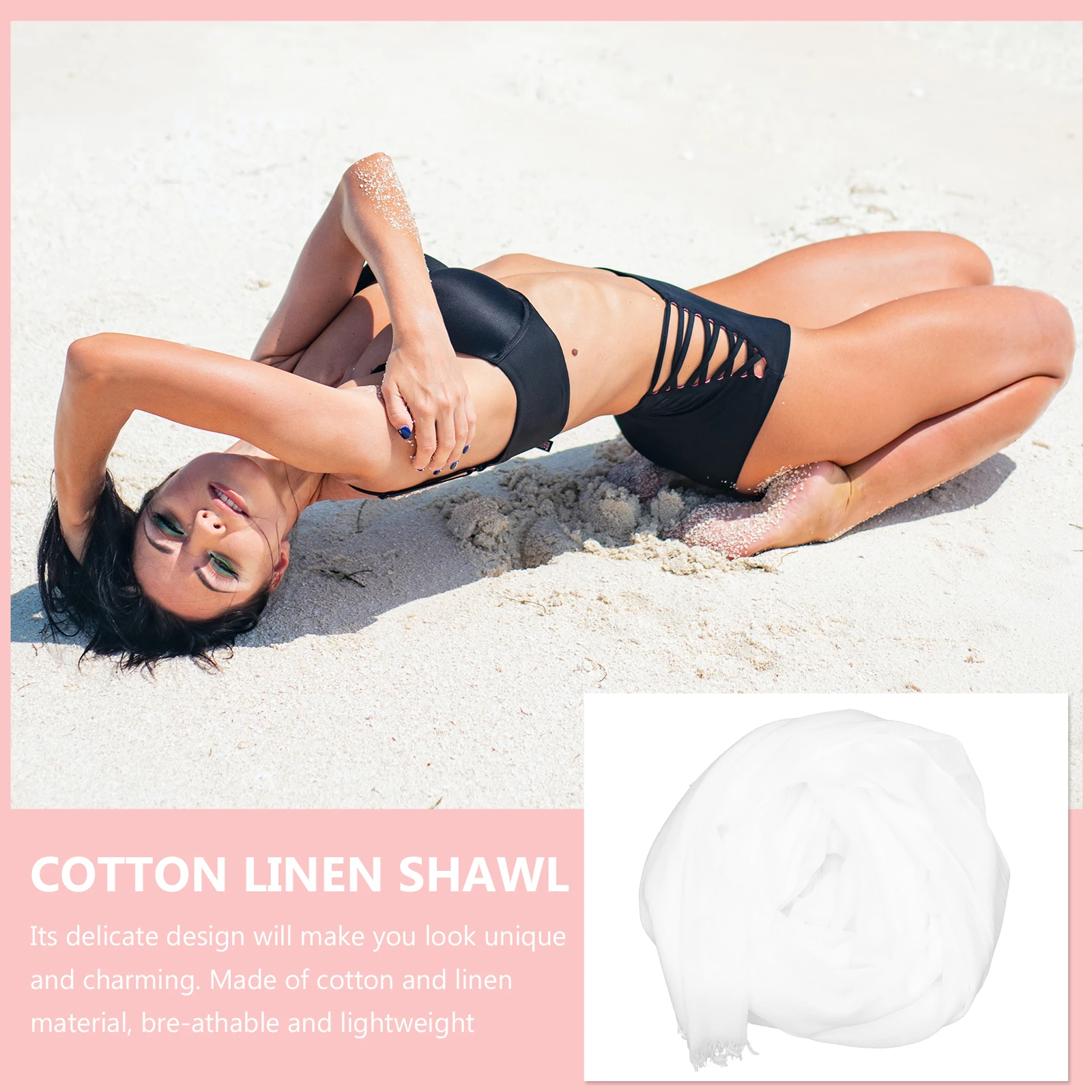 

Cotton Linen Scarf For Women Sun Protection Shawl Beachwear Summer Lightweight Breathable Quick-Dry Wrap Outdoor Pool