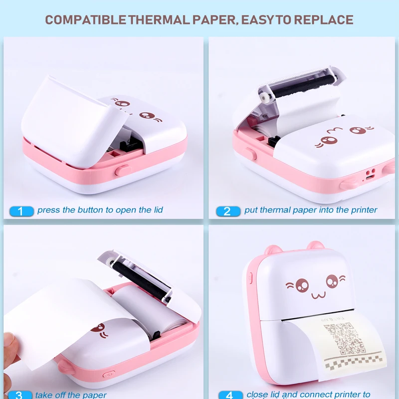 C9 Mini Printer Thermal Paper Picture Luggage Tags English Learning Bluetooth Printing DIY Greetings Card Pocket Maker Toys Gift