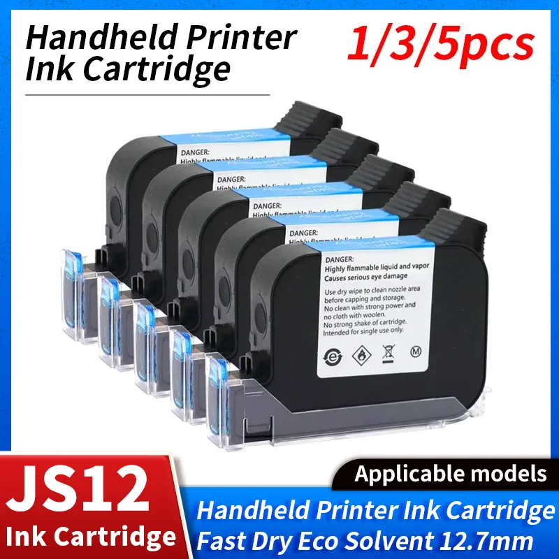 JS12 600DPI Premier A Level Handheld Printer Fast Dry Eco Solvent Print Height 12.7mm Inkjet Printer Colorful Ink Cartridge