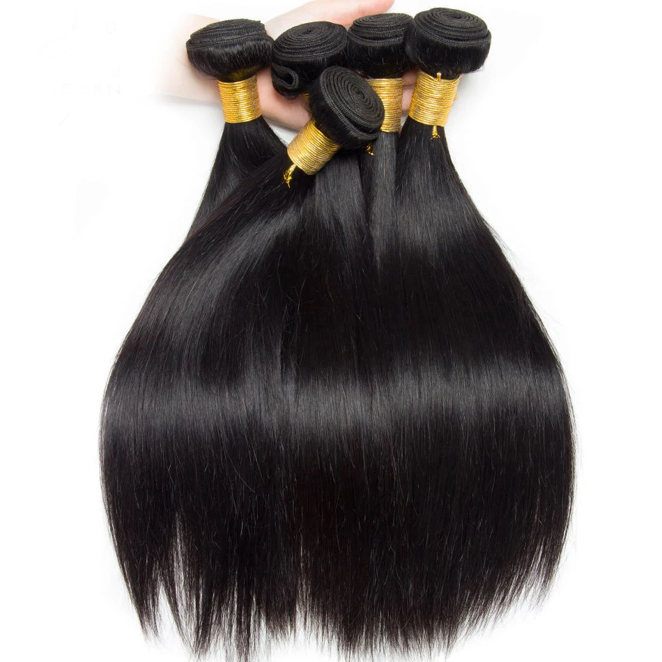 Megeen Brazilian Hair 20 30 Inches  Human Hair Extensions Stright 1 /3 /4 Bundles Remy Hair Extension For Women 1B Natural Black