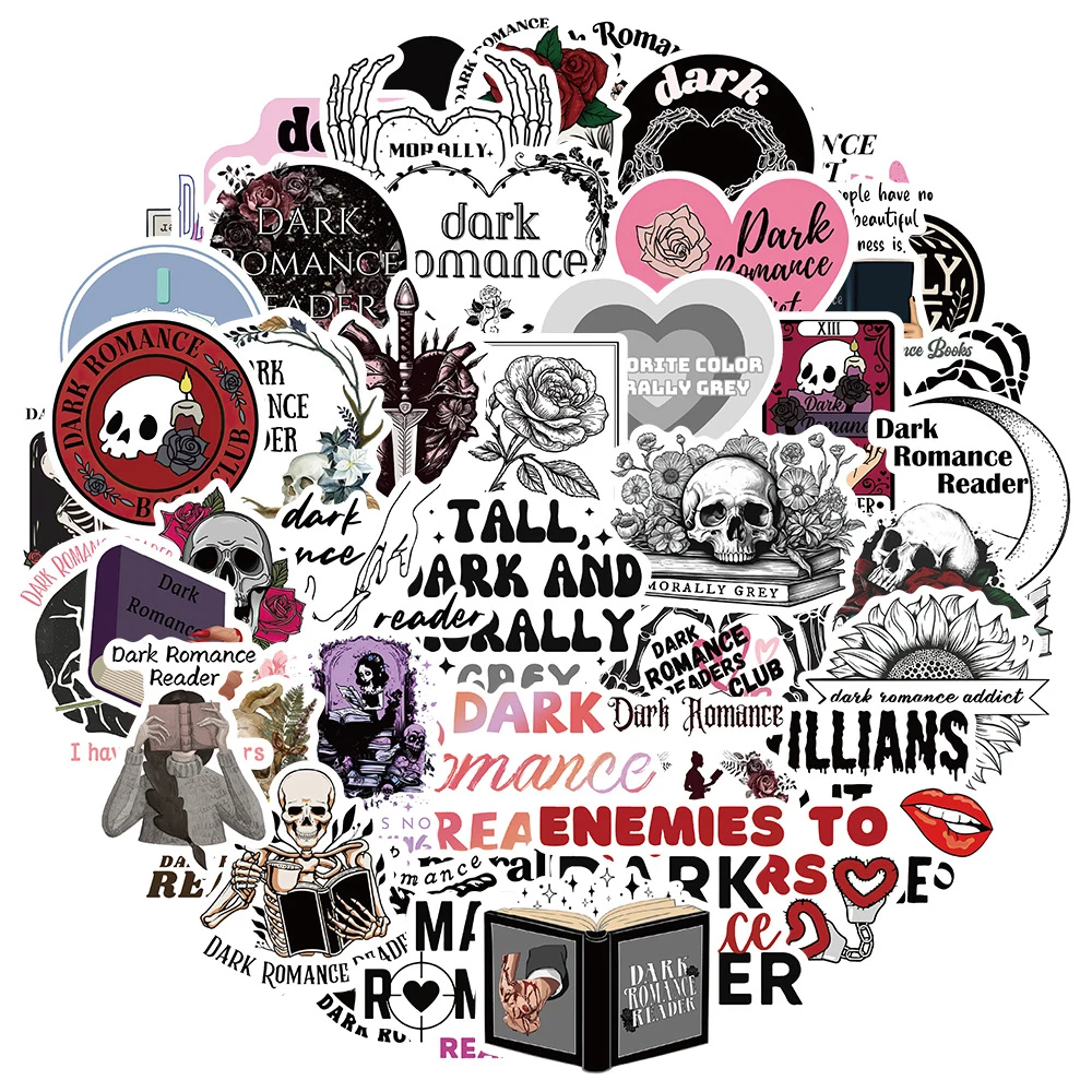 10/30/50Pcs Cartoon Dark Romance Reader Skull Stickers Graffiti Skateboard Suitcase Horror Gothic Style Waterproof Sticker Toys