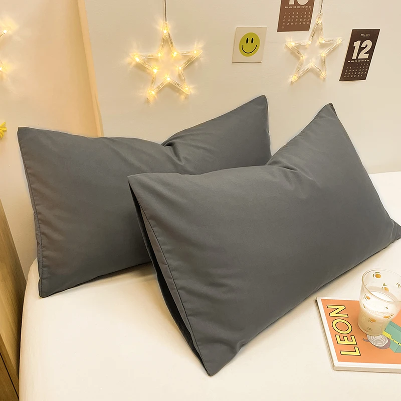 Bonenjoy 2pcs Pillowcase Solid Color Pillow Cover 48x74cm Cushion Cover for Home Bed Pillowslip Rectangle Pillow Cases 베개커버