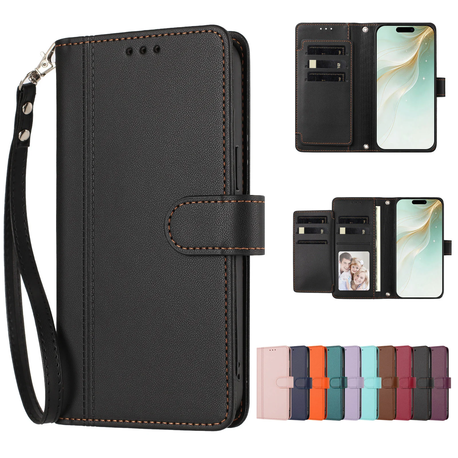 Кожаный чехол-кошелек для Ulefone Note 14 17 18 20 16 19 21 Ultra Pro с 9 слотами для карт и ремешком на запястье