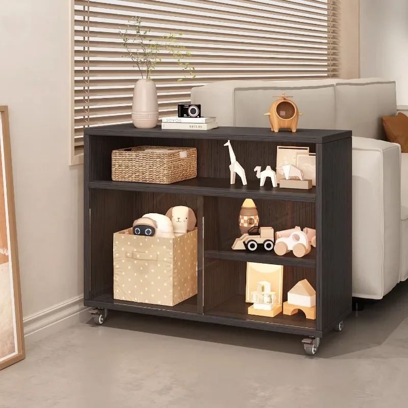 -For Book shelf Multi-layer baffle wooden board Small mobile sofa Narrow side frame Simple wind Children's toy storage rack*