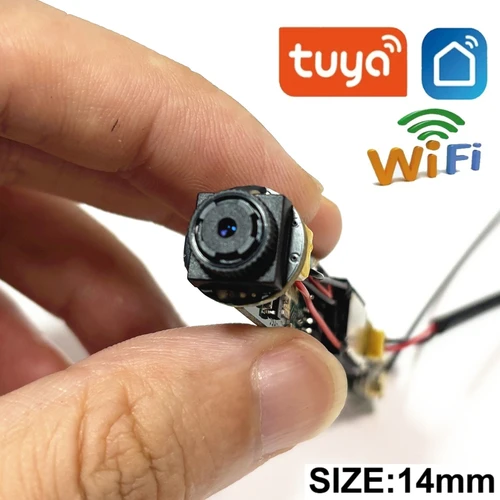 Imagen 1 del producto Tuya-Mini módulo de cámara IP inteligente, 2MP, WiFi, 14mm, Chipset PCB con Audio bidireccional, Monitor de seguridad oculto, vigilancia DIY de vida inteligente