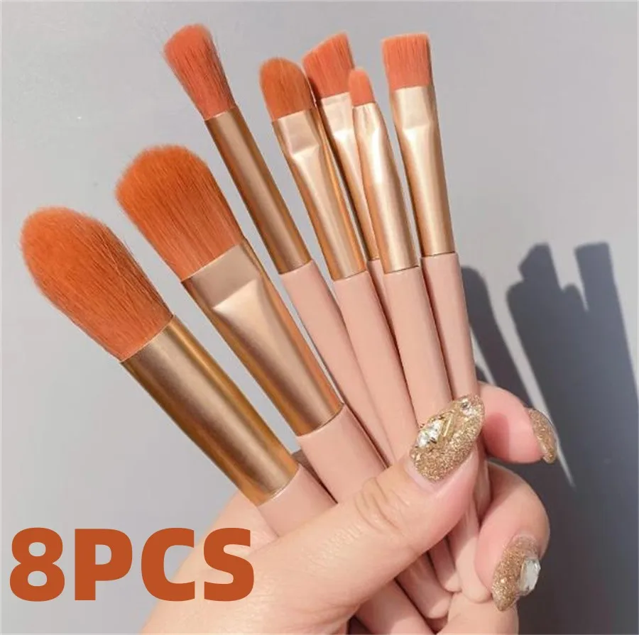 4 Color 8Pcs Makeup Brush Set Makeup Concealer Brush Blush Loose Powder Eye Shadow Highlighter Foundation Brush Beauty Tools