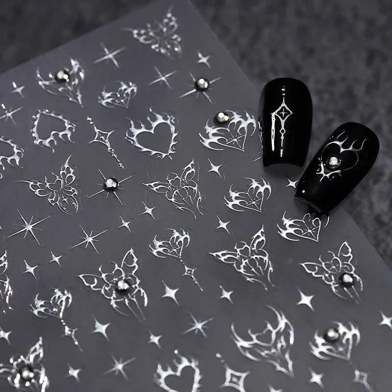 1pcs 5D DIY Self-Adhesive Slider Accessories Diamond Butterfly Nail Art Stickers Holographic Butterfly Nail Decorations Decals