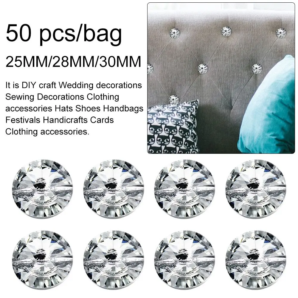 50Pcs Acrylic Rhinestone Buttons DIY Clothing Sewing Button Crystal Buttons For Clothing Sofa Craft Sewing Accessories