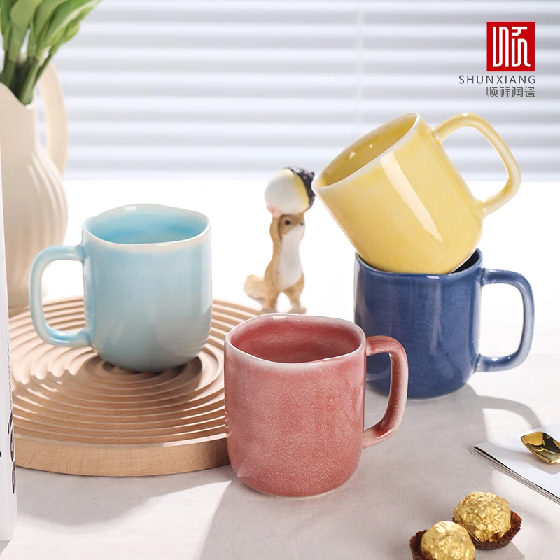 SHUNXIANG 440ml Keramik-Kaffeetassen Haushalts-Wasserbecher Saft-Milch-Becher Nachmittagstee-Party Valentinstag-Geschenk
