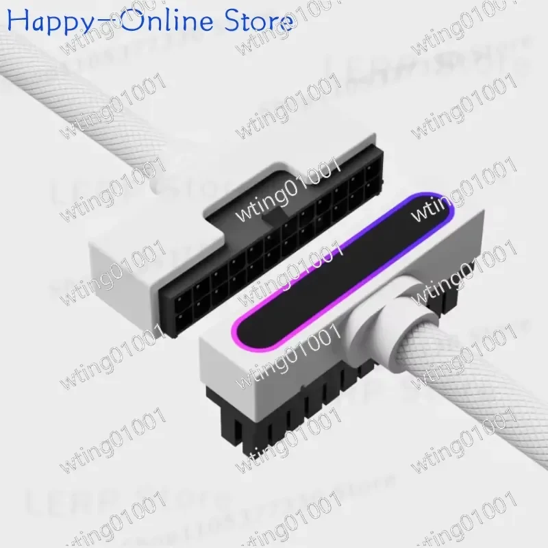 for Aijs First Line Connection ATX 24 Pin PSU Power Extender Cord with Side Exit Design ARGB Addressable RGB LED Sync Cable