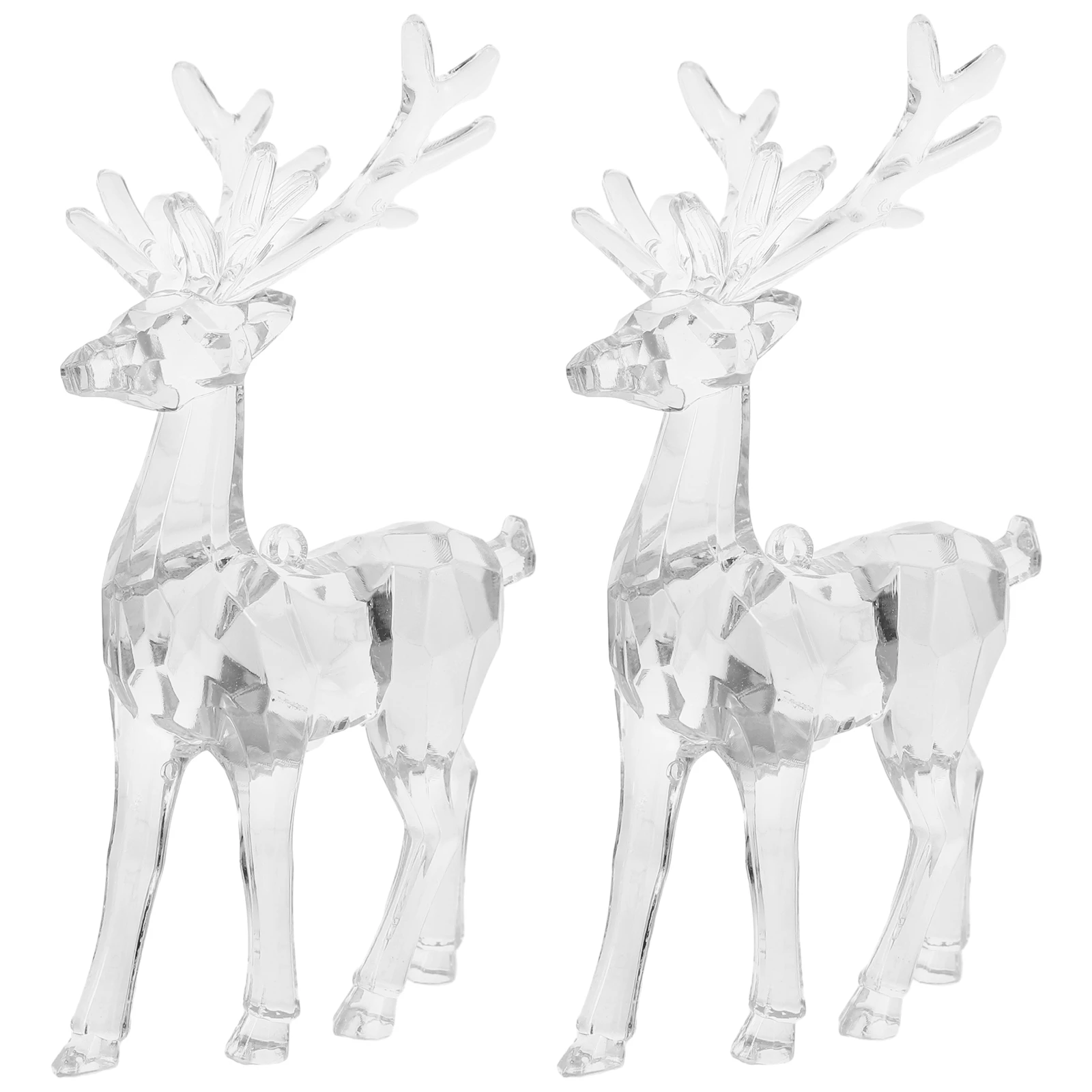 

2 Pcs Christmas Elk Ornaments Transparent Reindeer Indoor Set Hanging Tree Acrylic Pendant Party Decoration