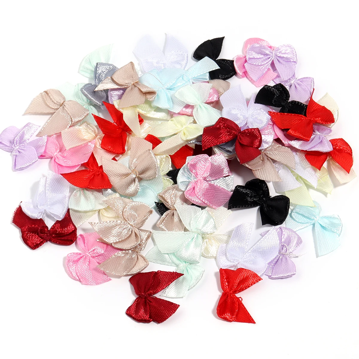 100/200 Uds mezcla de lazos de cinta de satén noeud ruban 25mm lazo de mano lazos pequeños para manualidades accesorios de decoración para fiesta de Navidad