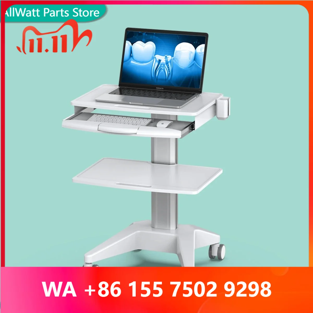 - Cart Trolley Computer Cart With Castors Stand for Oral Scanner Medical- Cart