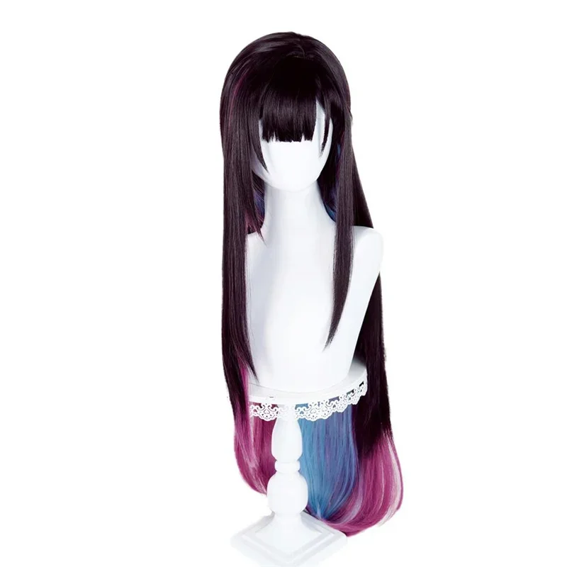 Honkai: Star Rai Hysilens Adulto Cosplay Peruca Longa Reta Trança Francesa Franja Cabelo Resistente ao Calor Perucas Sintéticas Adereços de Halloween