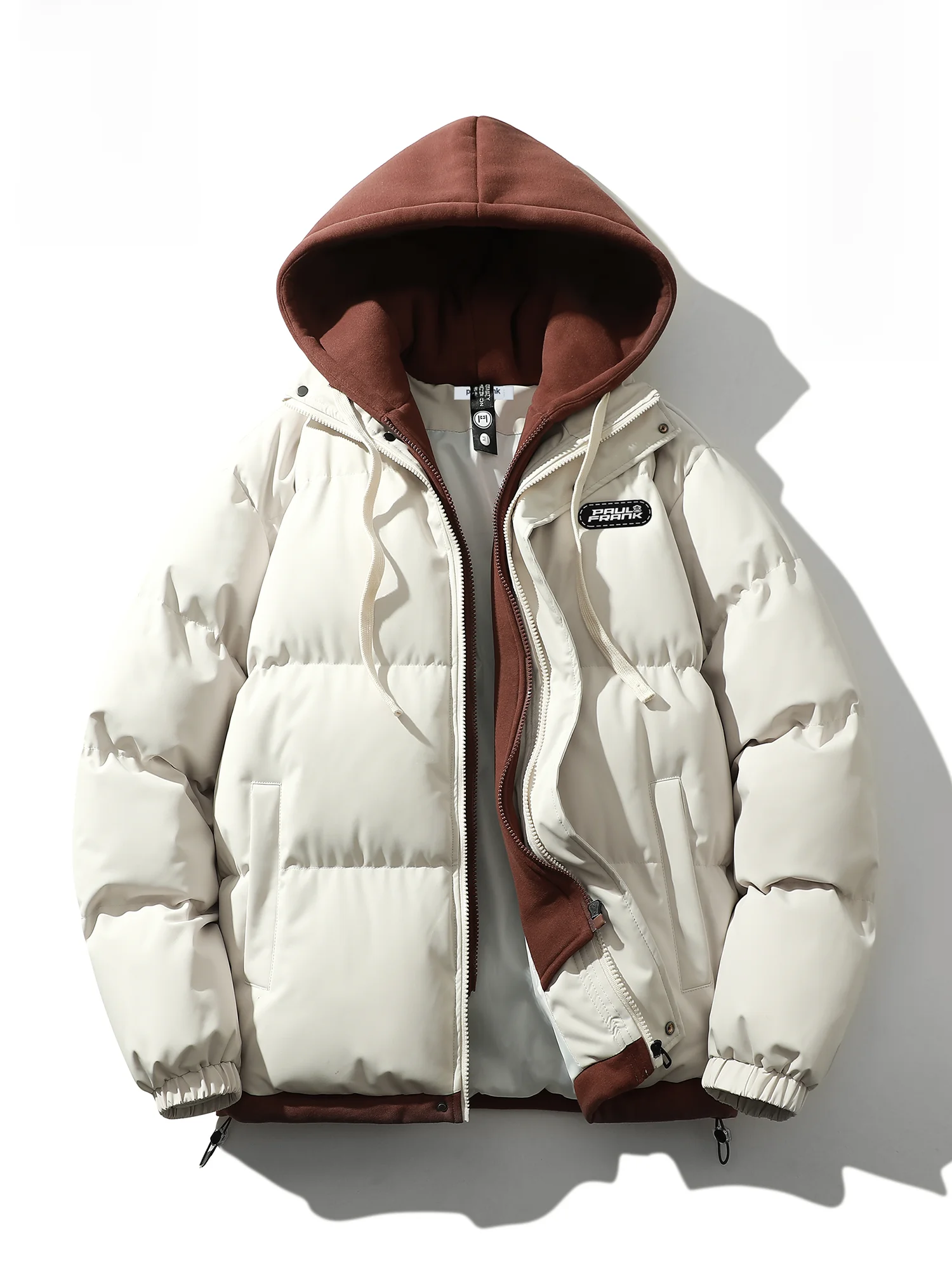 

Зимняя куртка Paul Frank: утепленная, свободного кроя, с капюшоном, теплая повседневная верхняя одежда для молодежи, из полиэстера, с длинными рукавами