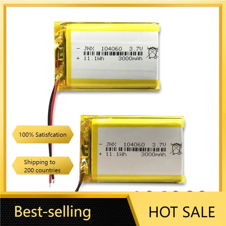 104060 3.7V 3000mAh Polymer Lithium Battery for Bluetooth Speaker Stall Light Shaver Battery Locator Doorbell Humidifie