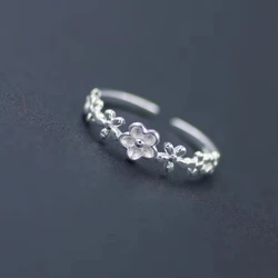 REETI 925 Sterling Silver Rings For Women Small flower Open ring Style Lady Prevent Allergy Sterling-silver-jewelry