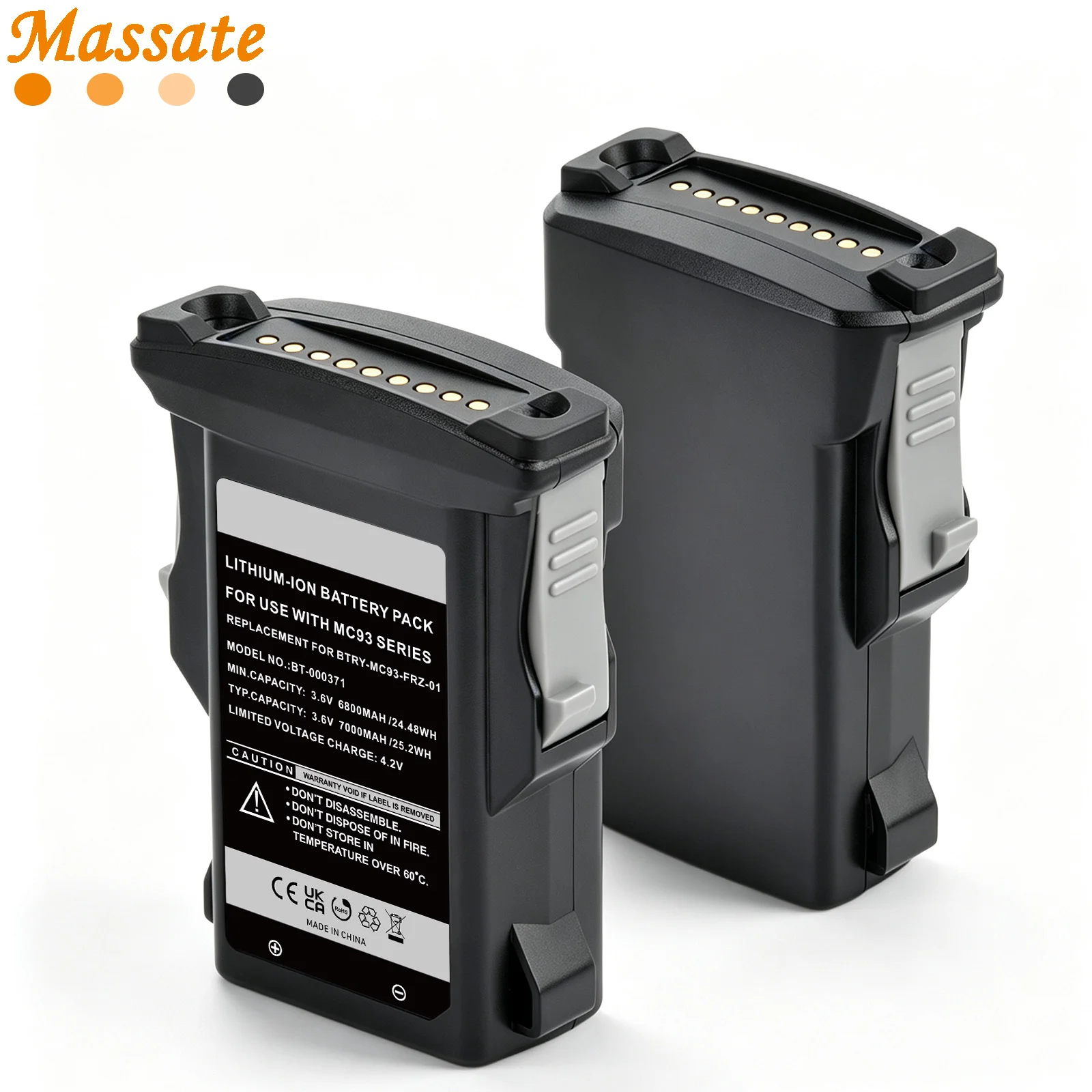 Massate BT‑000371 7000mAh 3.6V Replacement Battery For Zebra MC93 MC930 MC9300 MC930B MC930P BTRY‑MC93‑FRZ‑01 Barcode Scanner
