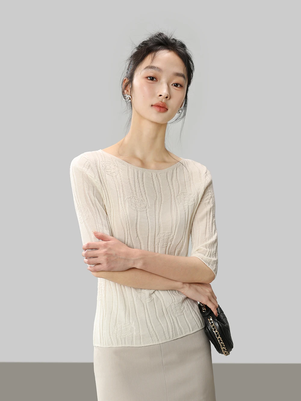 

Ele ort Sve Knitted Sweater 00 Wool One oulder Design Versatile Soft Texture Women's Faion Comfortable Breathable