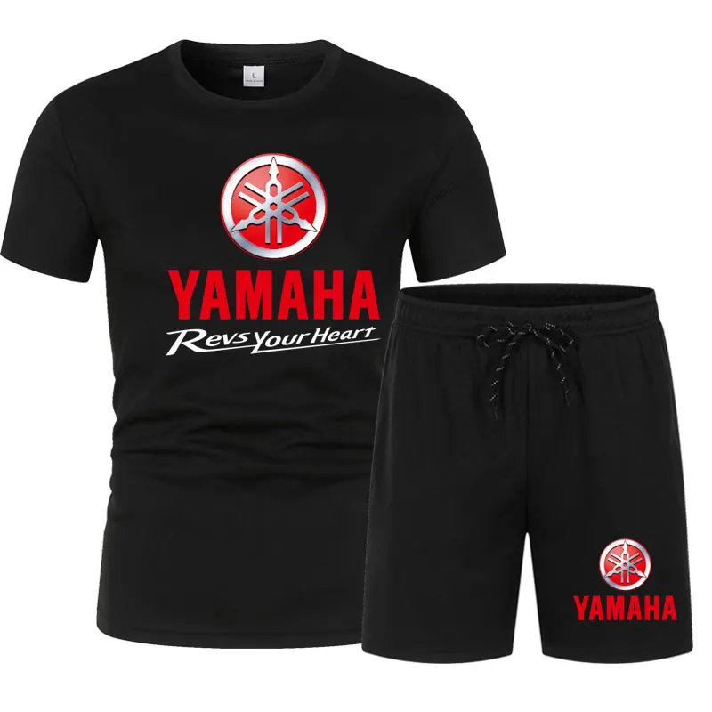 Yamaha motorcycle summer men's short-sleeved T-shirt and shorts set lightweight quick-drying breathable sports riding clothing