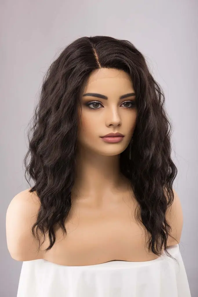 

Black Long Wave 4x4 Lace Front Wigs For Women Glueless Brazilian