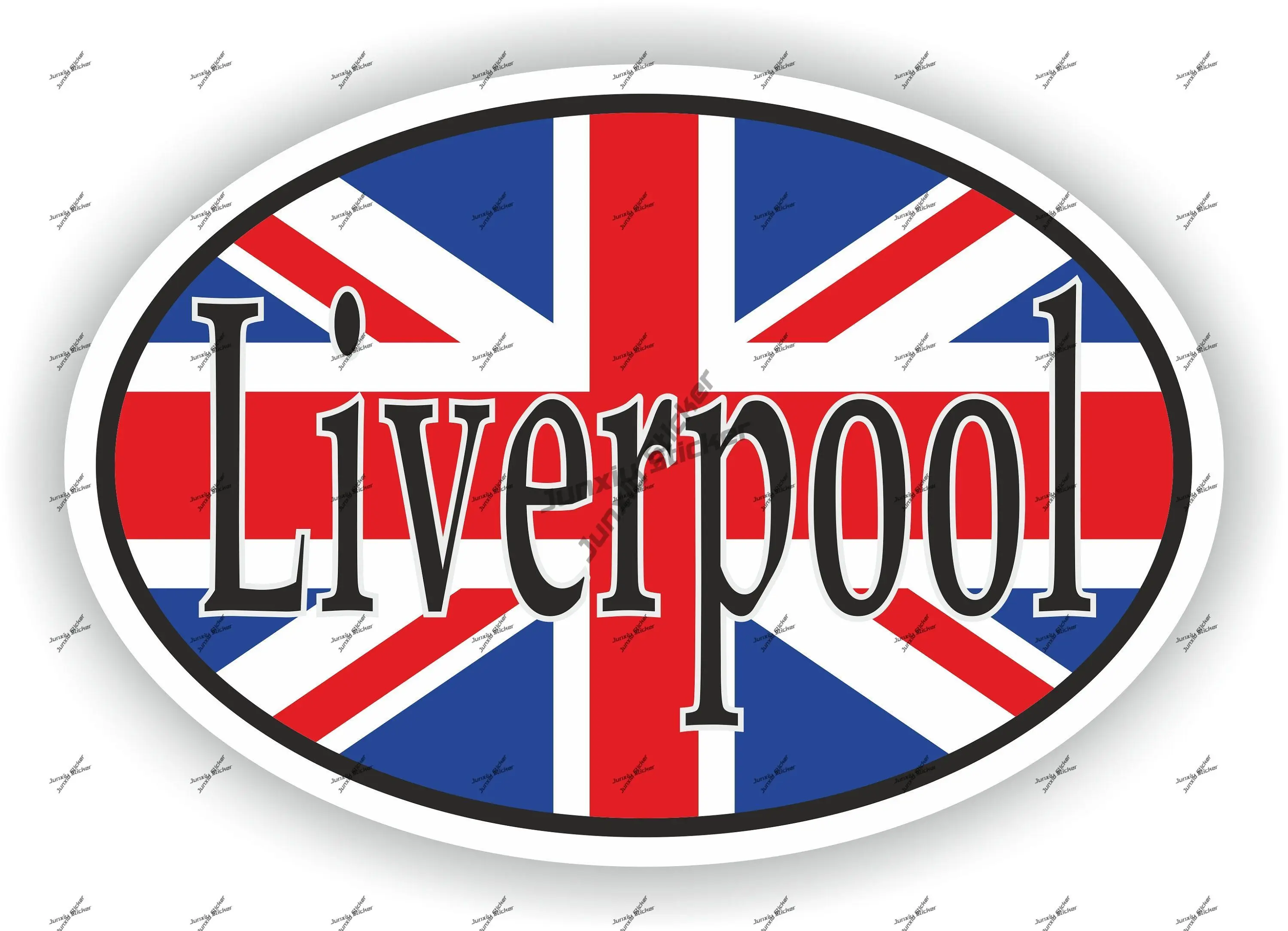 Liverpool United Kingdom UK City Oval Sticker with Flag Decal for SUV Bumper Laptop Door Fridge Helmet ToolBox Car Accessories