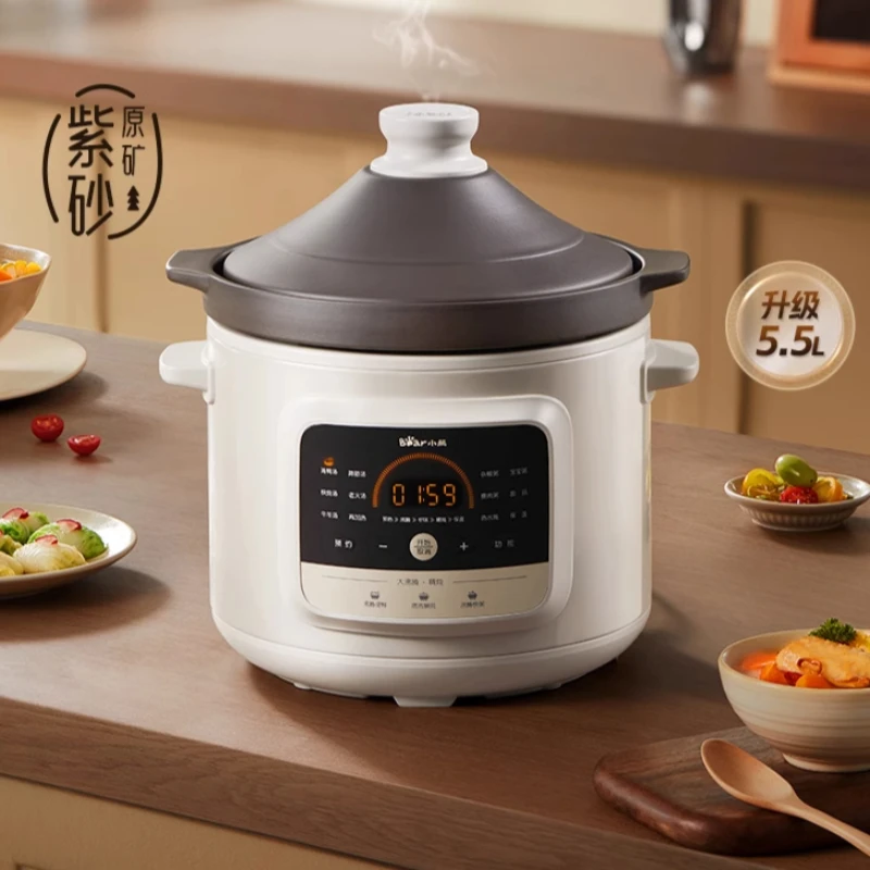 وعاء الحساء الكهربائي المنزلية الأرجواني وعاء خزفي أوتوماتيكي بالكامل الحساء الحساء الغليان خزفي عصيدة الطبخ قطعة أثرية