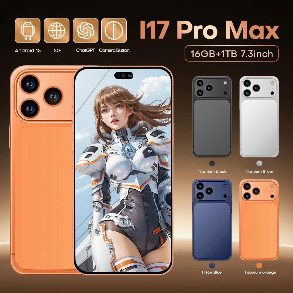

HOT 2026 New i17 Pro Max High Quality 7.3inch Facial Recognition Function Smart Dual Card 8000mAh Battery Global Edition
