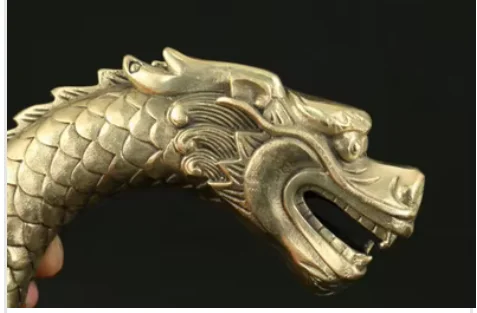 

decoration Tibet copper ASIAN CHINESE OLD COPPER HAND CARVED FEROCITY DRAGON STATUE WALKING STICK HEAD