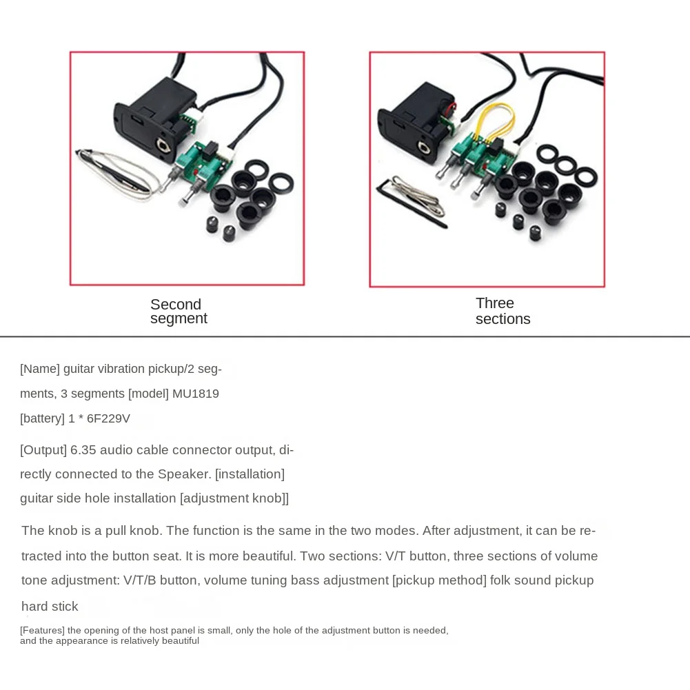 3 Band Acoustic Classical Guitar Equalizer Guitarra EQ Preamp Concise Bass Tone Volume Adjustable Violao Pickup