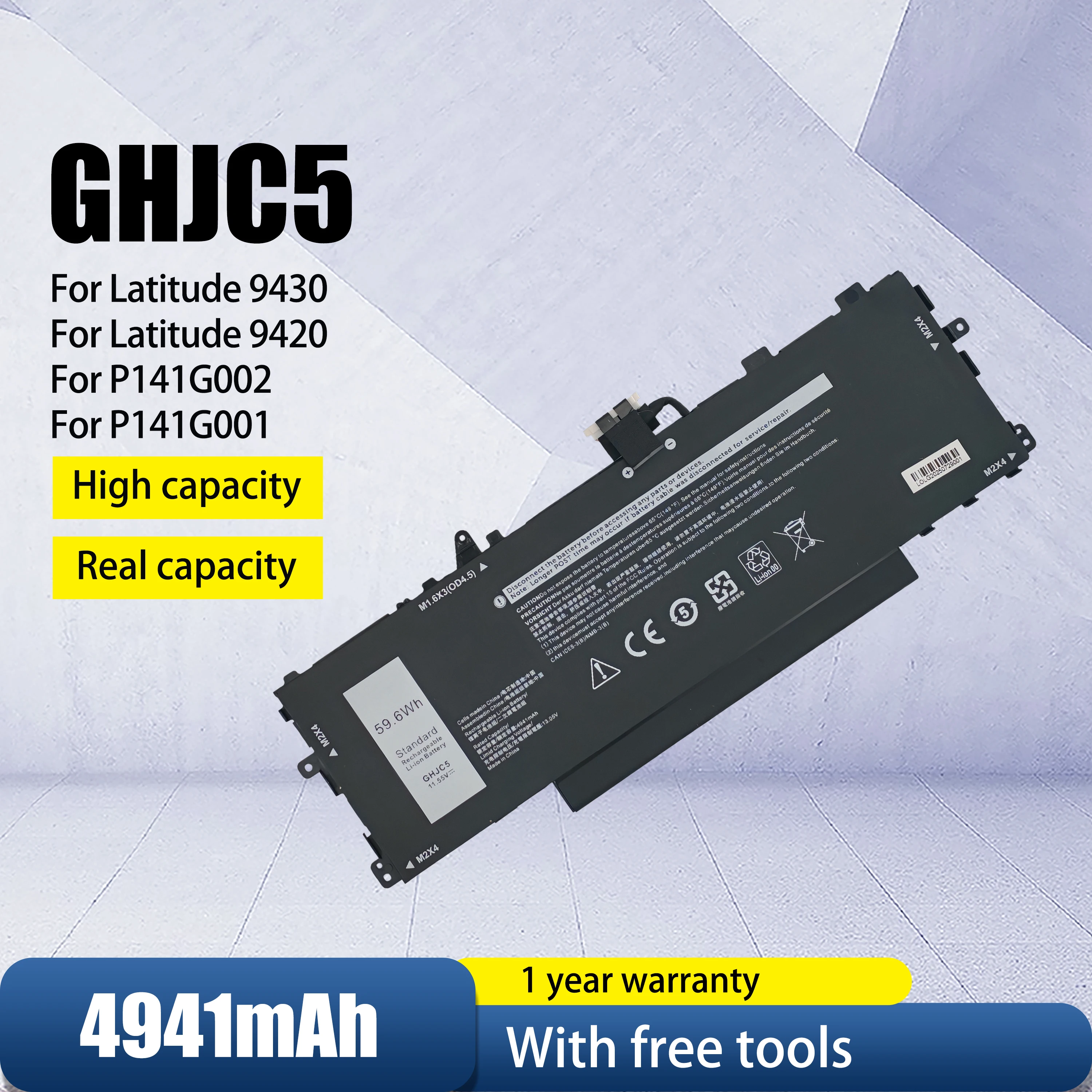0JJ4XT GHJC5 11.55V 59.6Wh Battery For DELL Latitude 9420 2-in-1 Laptop Batteries Packs 4941mAh