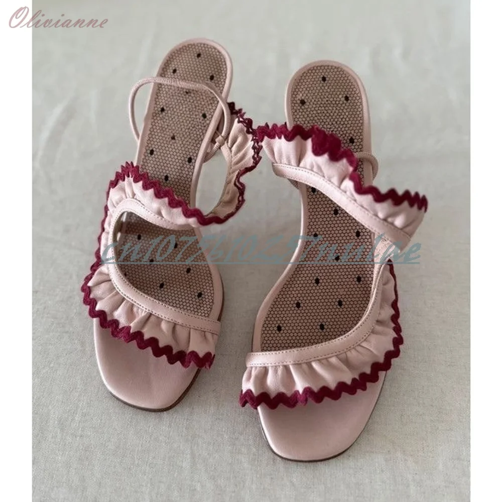 

Mutilcolor Flowers Laciness Strap Sandals Sweet Slingback Open Toe Stiletto High Heel Sexy Women Shoes 2025 Zapatos Para Mujere