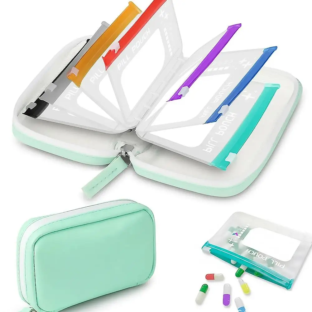 Pillenorganizer-Etui Wasserdichte Pillentaschen, Farbcodiertes Wiederverwendbares Reise-Pillenaufbewahrungssystem Wöchentlicher Medikamentenorganizer – Detail 5