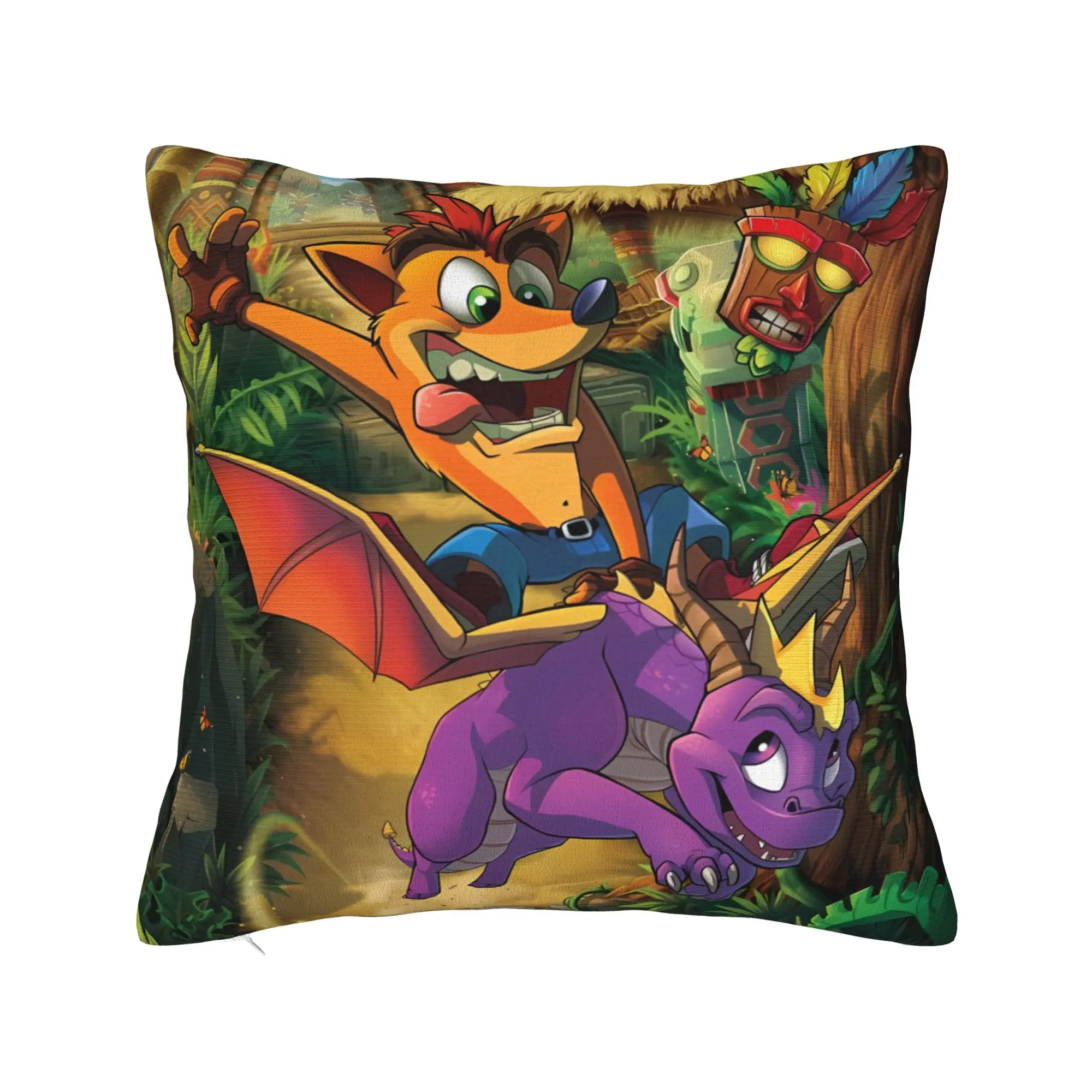 Crash Bandicoot Dragon Fly Pillow Case  Soft Pillow Cover For Sofa Home Decoration Kawaii Pillowcases