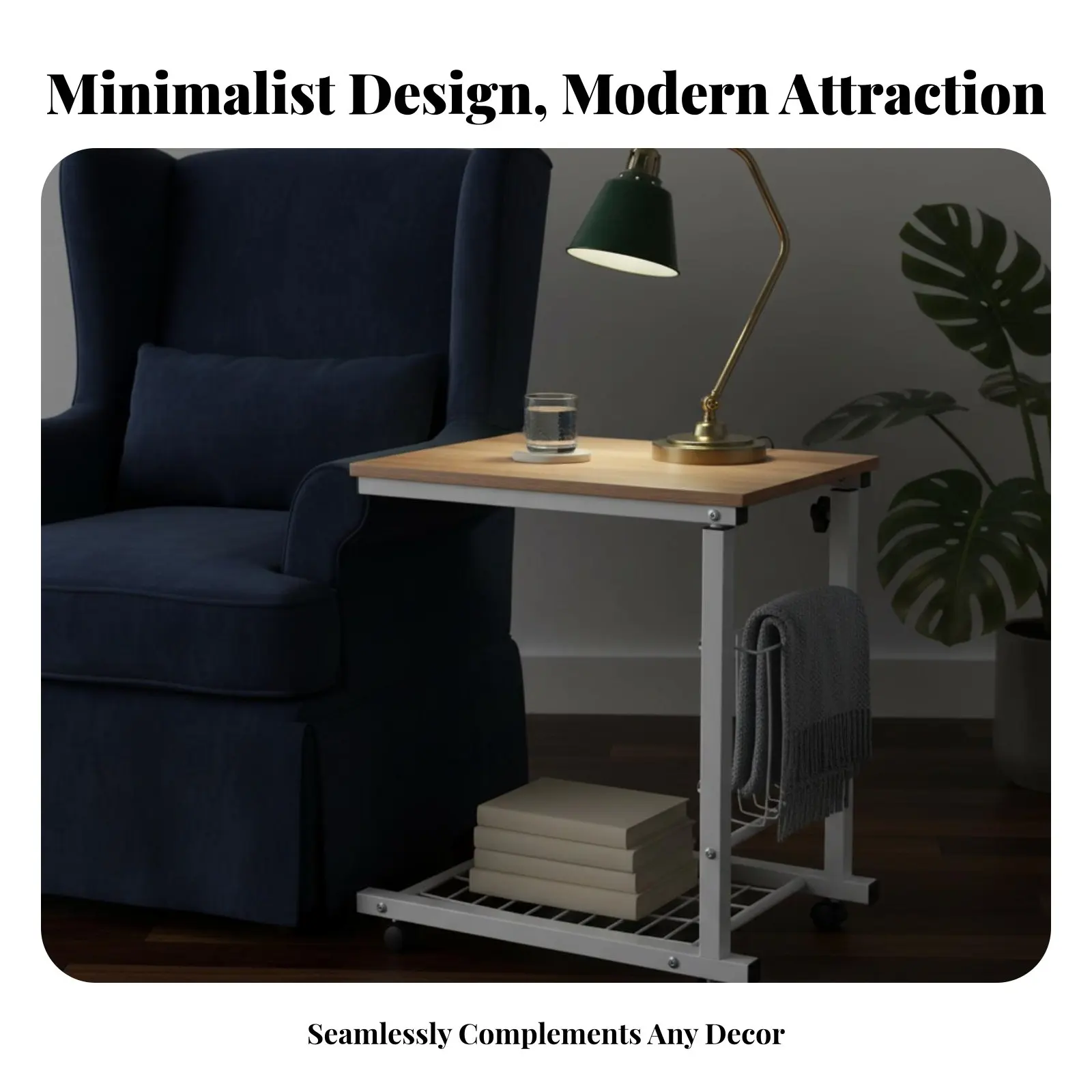 c型ソファサイドテーブル多機能ローリングc型テーブルローリングラップトップカート頑丈な金属フレーム家庭用家具