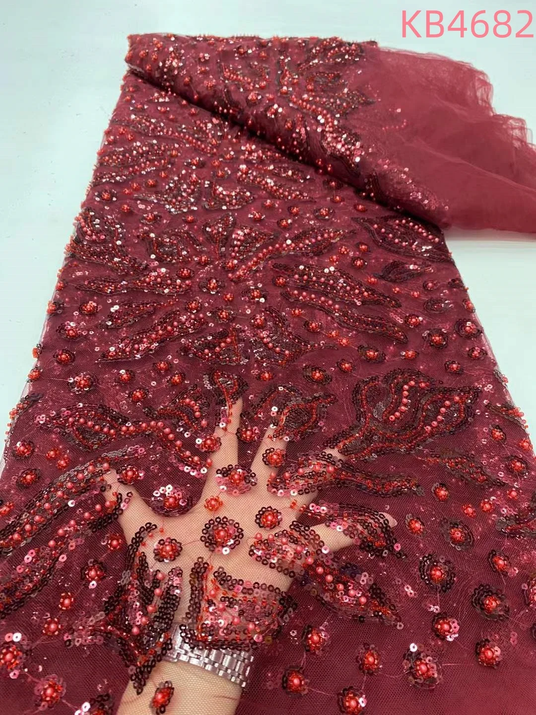 2025 luxo africano tecidos de luxo tecido renda vermelha luxuoso vestidos de noite femininos branco tecido renda nupcial para vestido de casamento