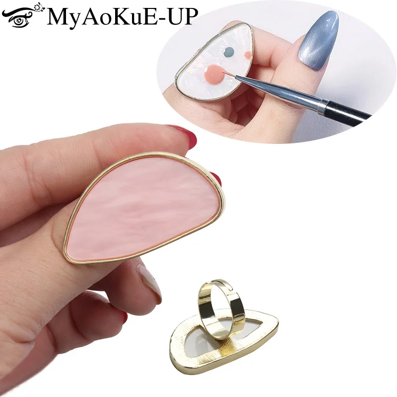 1pcs Agate Resin Nail Art Palette Nail Makeup Tray Ring Nails Polish Storage Organizer Pallet Display Stands Board Beauty Tools