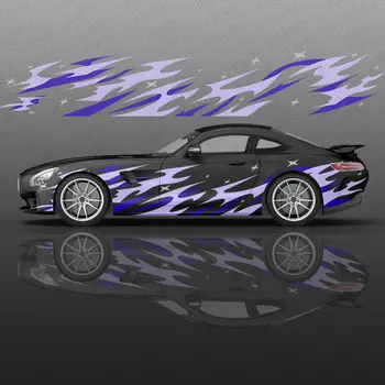 Two-color abstract racing lines car body sticker anime itasha vinyl car side decal car-decoration sticker car protective film