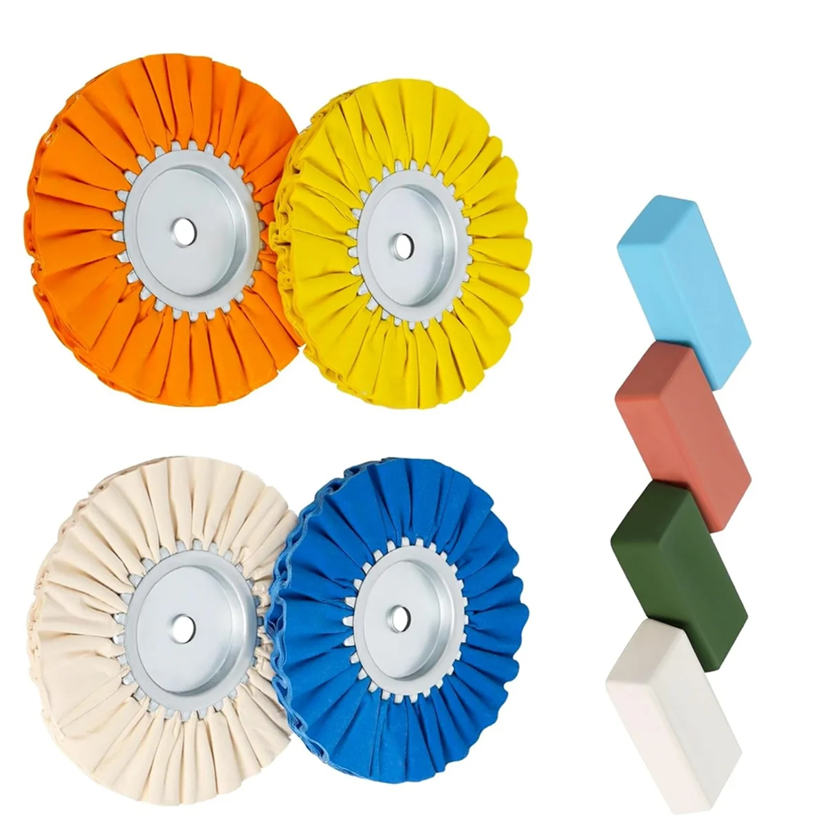 8-teiliges 8-Zoll-Airway-Polierscheiben-Aluminium-Rad-Polier-Set, sicherer Flansch im Durchmesser von 5/8 Zoll Dorn für Winkelschleifer