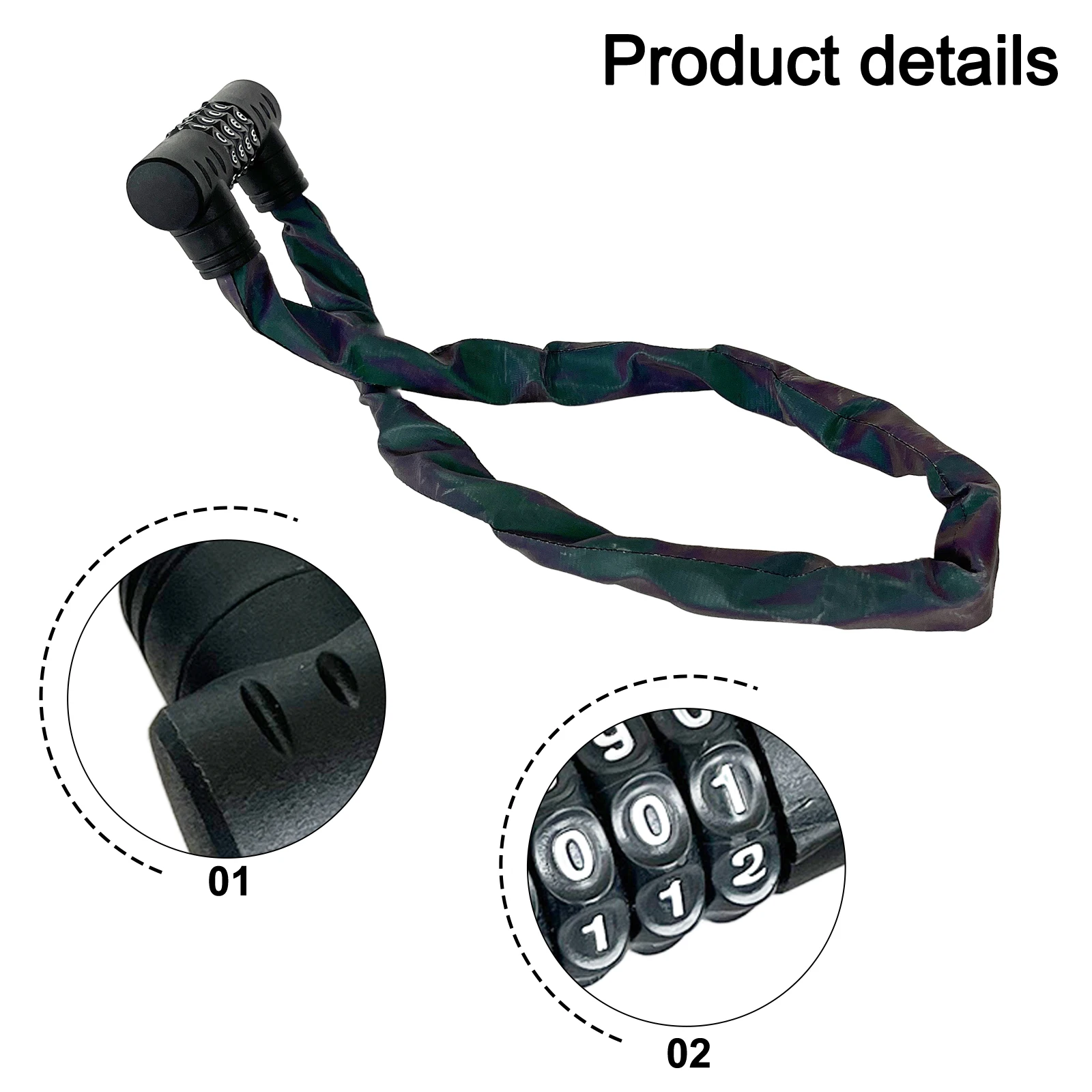 

Bicycle Security Reflective Chain Lock Reflective Cloth Cover Lock Road Bike Lock Steel Chain Good Compatibility