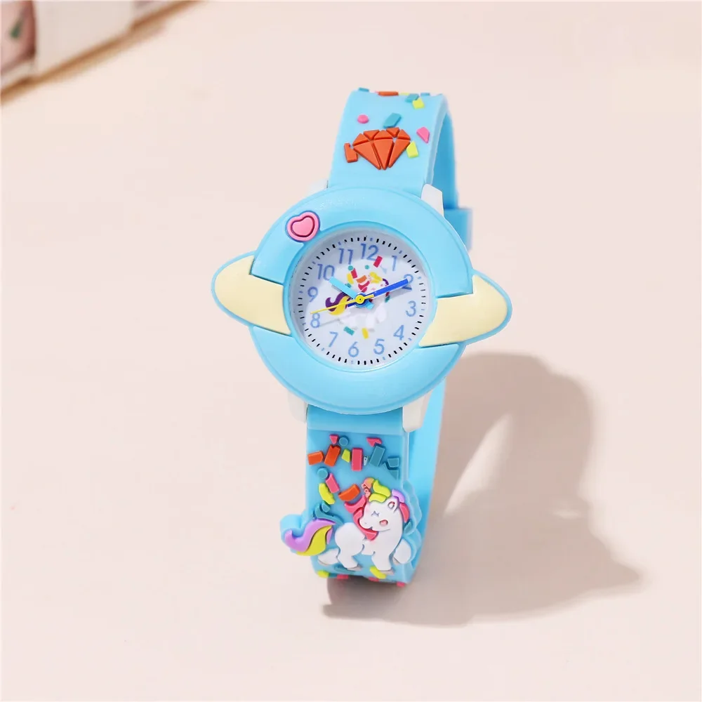 Cute Unicorn Children's Watch Cartoon Quartz Wristwatches, Colored Plastic Band Quartz Boy Girl Student Decorative Watches