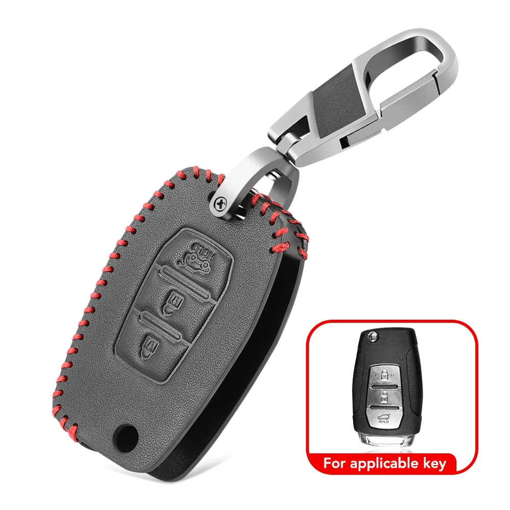 Leather Car Key Cover Case for SsangYong Kyron Actyon Tivolan Korando Rexton Tivoli Key Holder Car Key Accessories