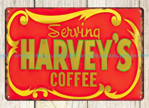 Металлическая Оловянная вывеска портрета кофе Гарви, кухонные офисные вывески