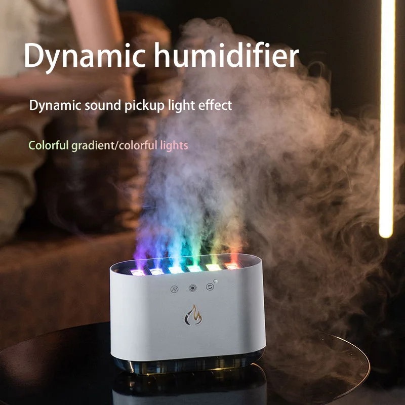 2024 Xiaomi Portable Cool Mist USB LED Change Color Room Water Air Fire Flame Humidifier Aroma Essential Oil Diffuser Humidifier