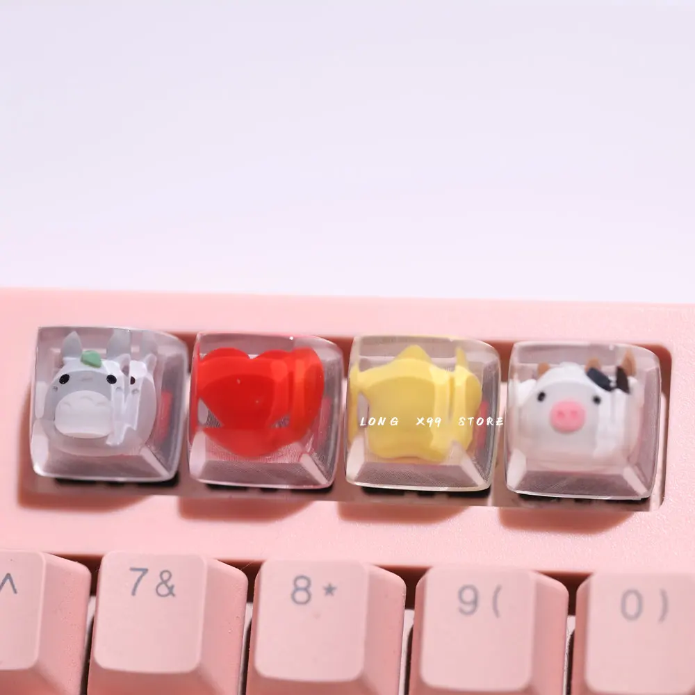 Teclas de teclado personalizadas de dibujos animados Kawaii, teclas translúcidas de Anime Cherry Mx Esc para teclado mecánico SA, tapas de teclas de eje cruzado