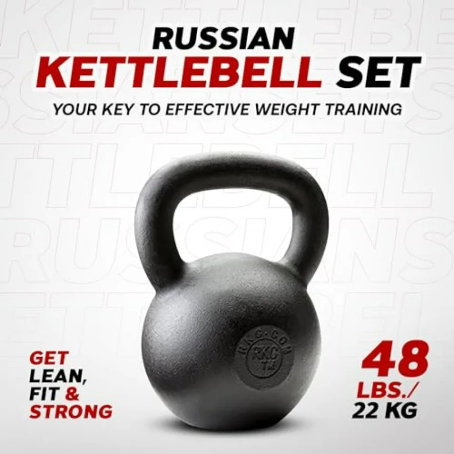 مجموعات Kettlebell الروسية بمقبض مريح لتدريب القوة الفعالة وتدريبات القلب الآمنة في المنزل مثالية للعضلات