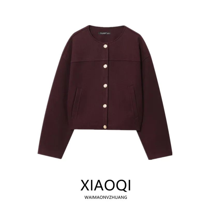 

Fall 2025 Women's Commute Soft Jacket Coat Gold Button Versatile Outerwear Comfortable Material Office Suitable Ladies Coat