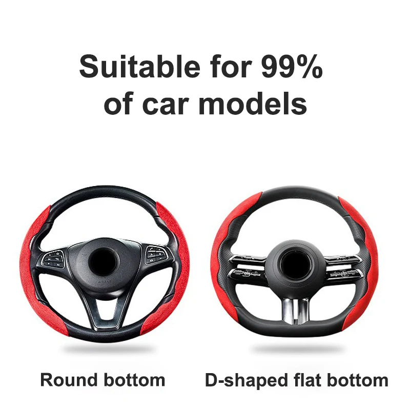 Car Suede Leather Steering Wheel Cover For Tesla Model 3 Y X S Breathable Comfort Round D Shape Seasons Covers Auto Accessories