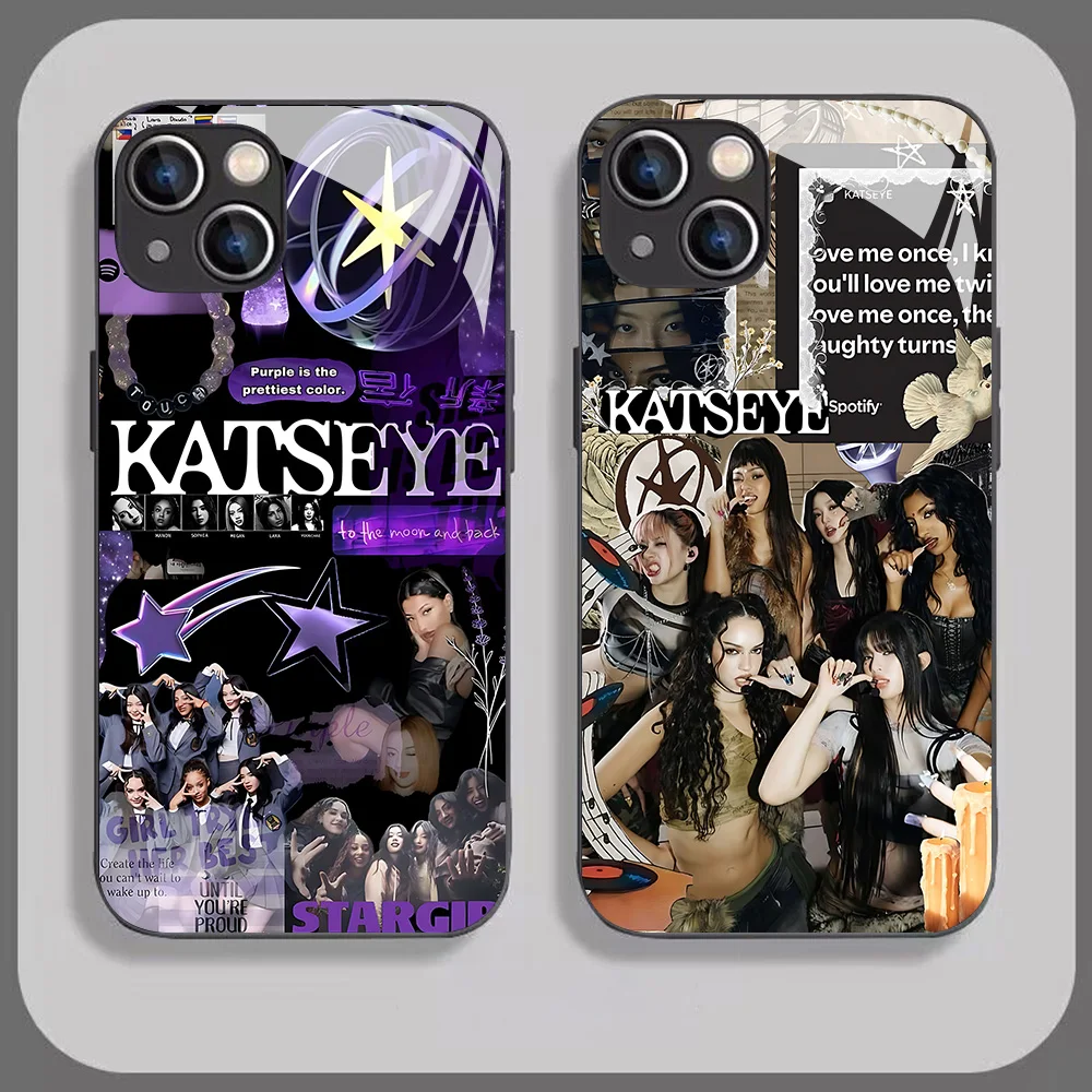 Korea Kpops K-katseyes Glass Phone Case for Samsung A37 A57 A26 A36 A56 A16 A55 A35 A14 A34 A54 A24 A25 A15 A04 A34 A54 4G 5G